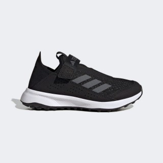 【adidas 愛迪達】TERREX VOYAGER 21 S 男女童鞋 套入式運動鞋 免綁鞋帶 魔鬼氈 輕量透氣 黑白(GW9334)