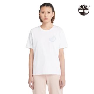 【Timberland】女款白色有機棉胸前圓形LOGO短袖T恤(A6AVM100)