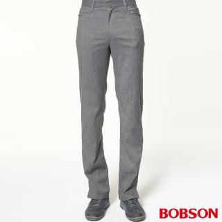 【BOBSON】男款伸縮條狀煙管褲(灰1607-87)
