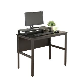 【DFhouse】頂楓90公分電腦辦公桌+桌上架-黑橡木色