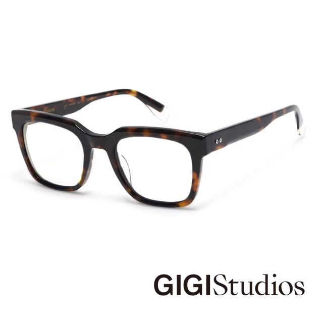 【GIGI Studios】金飾船型方框光學眼鏡(琥珀 - WRIGHT-673922/2)