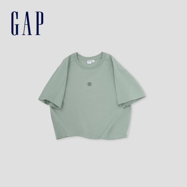 【GAP】女裝 Logo純棉印花圓領短袖T恤-豆沙綠(874474)