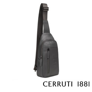 【Cerruti 1881】限量2折 義大利頂級小牛皮斜肩包 全新專櫃展示品(灰色 CEBO05150M)