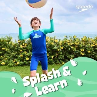 【SPEEDO】男孩 防曬上衣和及膝泳褲套裝Splash ＆ Learn(鈷藍/藍)