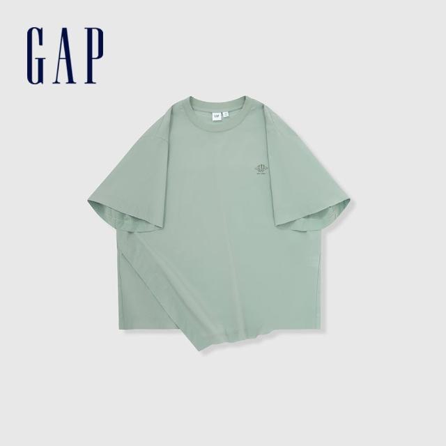 【GAP】女裝 Logo印花圓領短袖T恤-綠色(466824)