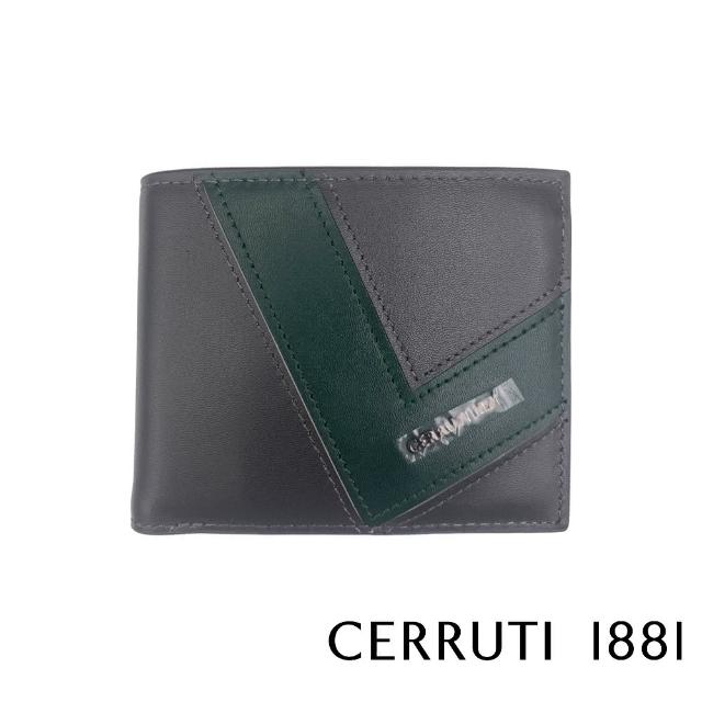 【Cerruti 1881】限量2折 義大利頂級小牛皮8卡短夾皮夾 CEPU05095M 全新專櫃展示品(灰色 贈禮盒提袋)