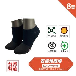 【LIGHT & DARK】-8雙-石墨烯-台灣製-抗菌除臭健康機能祼襪(尺寸M:22-24cm/吸濕排汗)