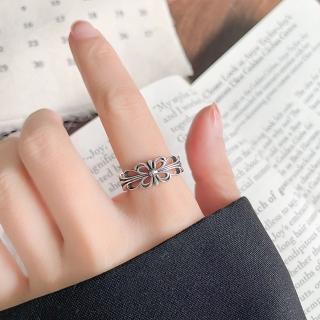 【SUMMER一夏】韓國設計S925純銀單層復古十字架輕奢開口戒指食指潮流戒指(ins韓風)