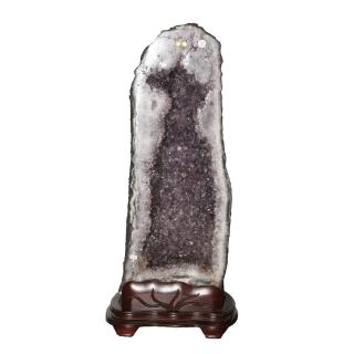 【古緣居】巴西天然紫水晶洞 +木製底座(27.75公斤)