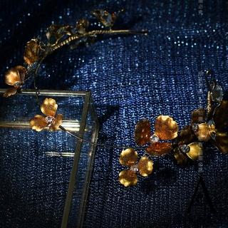【ANGEL】秋季風貌知性楓葉新娘公主髮箍(金色)