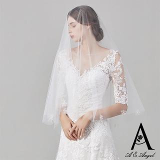 【ANGEL】白色櫻花珍珠素雅浪漫新娘公主造型頭紗(白色)