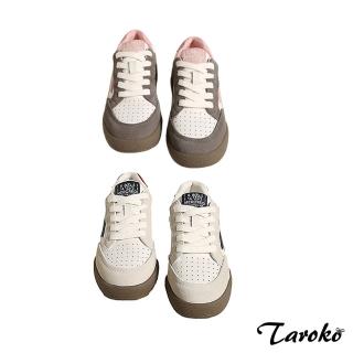 【Taroko】青春學院星星拼色透氣綁帶厚底休閒鞋(2色可選)