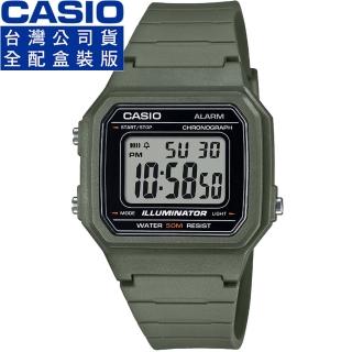 【CASIO 卡西歐】卡西歐野戰電子錶-綠色(W-217H-3A 台灣公司貨全配盒裝)