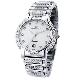 【ROSDENTON 勞斯丹頓】公司貨R1 藝術之家 晶鑽時尚腕錶-白/銀-男錶-錶徑35mm(2831MBB-W1)
