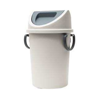 【GINII基尼家居】帶蓋質感霧面雙耳垃圾桶 旋轉蓋 垃圾筒 回收桶 L號 無印風 台灣製