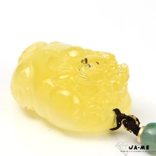 【JA-ME】天然琥珀波羅的海頂級金絞白蜜貔貅項鍊 17克