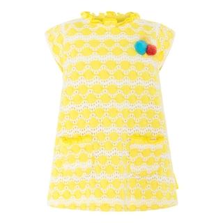 【tuc tuc】女童 黃白蕾絲毛球洋裝 12M-6A MI5391(tuctuc baby 洋裝)