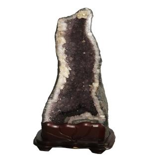 【古緣居】巴西天然紫水晶洞 +木製底座(32.4公斤)