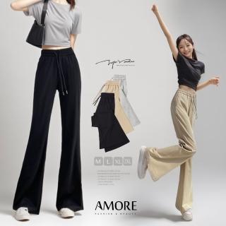 【Amore】高腰顯瘦涼感小喇叭褲 3色 M-XXL(機能涼感親膚舒適)