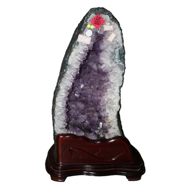 【古緣居】巴西天然紫水晶洞 +木製底座(19.6公斤)