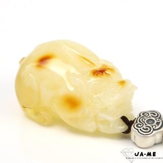 【JA-ME】天然琥珀波羅的海頂級金絞白花蜜帶焦糖色貔貅項鍊 19.3克(母親節/送禮)