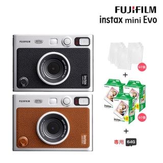 【FUJIFILM 富士】Instax Mini EVO 混合式數位拍立得相機 原廠公司貨(空白底片60張64G卡...超值組)
