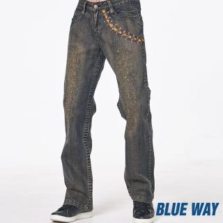 【BLUE WAY】男裝 骷顱子彈 直筒褲 牛仔褲-BLUE WAY
