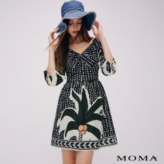 【MOMA】渡假風椰林印花洋裝(綠色)