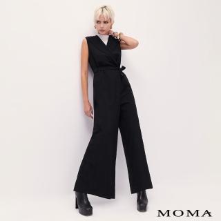 【MOMA】高級感西裝領連身寬褲(黑色)