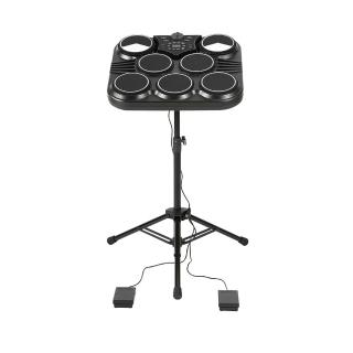 【Konix】桌上型電子鼓+腳架全配組(行動爵士鼓組/數位打擊板/打點板-贈鼓棒/雙踏板)