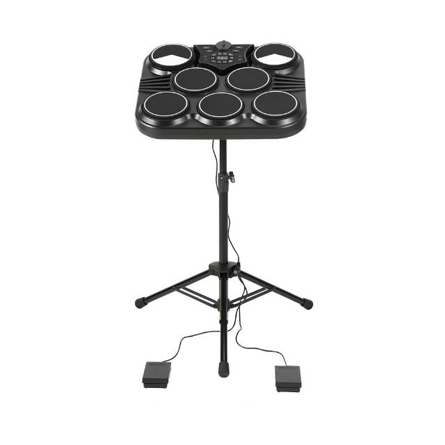 【Konix】桌上型電子鼓+腳架全配組(行動爵士鼓組/數位打擊板/打點板-贈鼓棒/雙踏板)