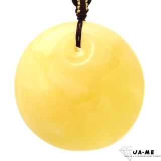 【JA-ME】天然琥珀波羅的海頂級金絞白蜜平安扣項鍊(31克)
