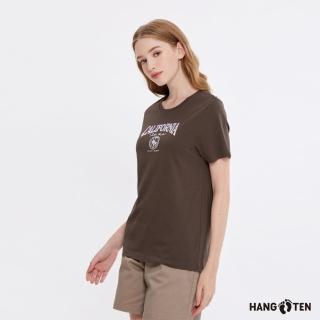 【Hang Ten】女裝-舒爽棉吸濕快乾印花休閑短袖T恤(深咖啡色)