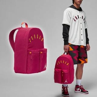 【NIKE 耐吉】包包 Jordan 男女款 桃紅 橘 後背包 筆電包 雙肩背 隔層 側邊水壺袋 喬丹(JD2333007AD-002)