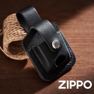 【Zippo】打火機拇指缺口釦型皮套-黑色(美國防風打火機)