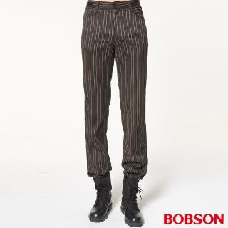 【BOBSON】男款伸縮條狀煙管褲(1607-73)