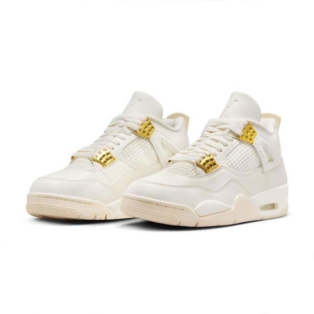 NIKE 耐吉】AIR JORDAN 4 SAIL METALLIC GOLD 米白女款(AQ9129-170