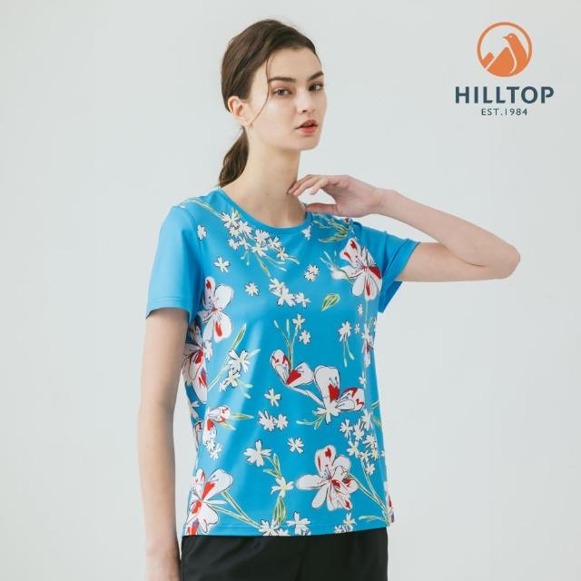 Hilltop 山頂鳥】ZISOFIT抗菌吸濕快乾涼感抗UV彈性印花T恤女款藍 