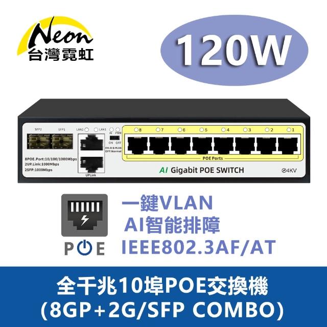 台灣霓虹 全千兆10埠POE光纖交換機 8GP+2G SFP COMBO