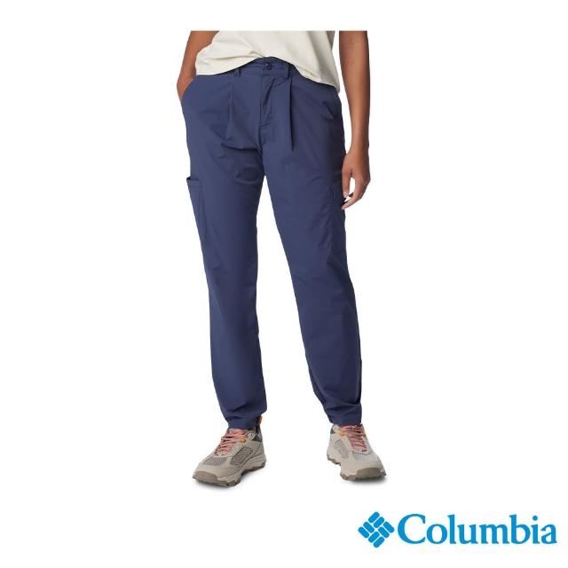【Columbia 哥倫比亞】女款-Boundless Trek防潑水口袋工作褲-深藍(UAK04570NY/IS)