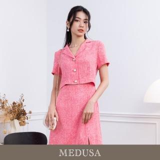 【MEDUSA 曼度莎】現貨-小露肚桃粉色襯衫領洋裝（M-XL）｜小性感洋裝 襯衫洋裝(301-70006)
