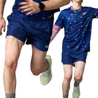 【adidas 愛迪達】Run It Short 男款 藍色 排汗 反光 抽繩 運動 休閒 短褲 IN0088