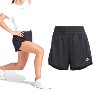 【adidas 愛迪達】Pacer Knit High 女款 黑色 高腰 排汗 休閒 運動 短褲 IQ2576