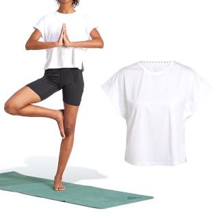 【adidas 愛迪達】Studio T-Shirt 女款 白色 圓領 柔軟 運動 休閒 透氣 上衣 短袖 IS2978