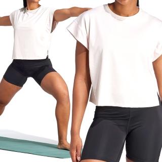【adidas 愛迪達】Studio T-Shirt 女款 粉色 圓領 柔軟 運動 休閒 透氣 上衣 短袖 IS2979