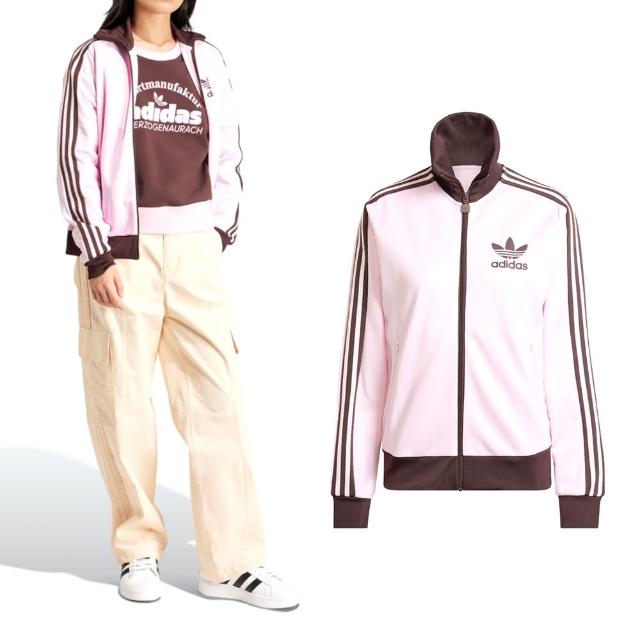 【adidas 愛迪達】Beckenbauer Tt 女款 粉色 立領 拉鍊口袋 三葉草 棉 運動 休閒 外套 IR6088