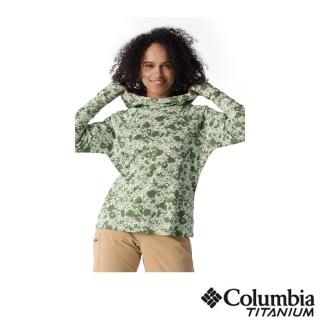 【Columbia 哥倫比亞】女款-鈦Summit Valley超防曬UPF50快排長袖連帽上衣-綠花紋(UAR44730GA/IS/經典商品)