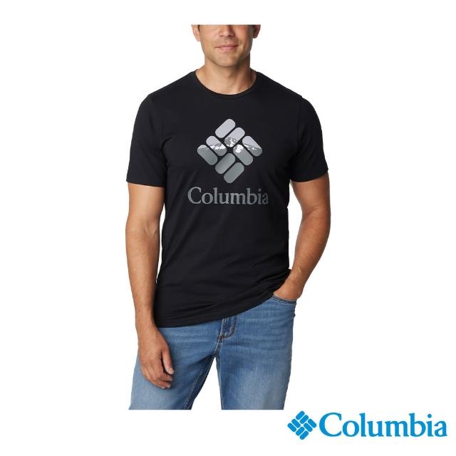【Columbia 哥倫比亞】男款-M Rapid RidgeLOGO有機棉短袖上衣-黑色(UAM04030BK/IS)