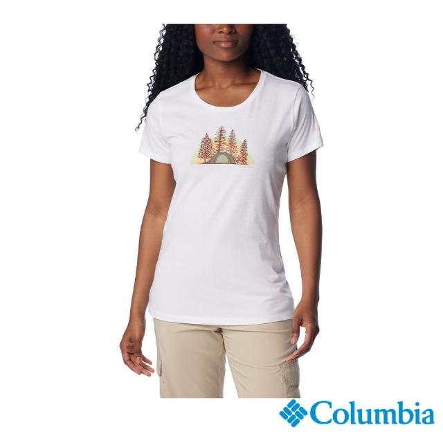 【Columbia 哥倫比亞 官方旗艦】女款-Daisy DaysLOGO短袖上衣-白色(UAL31250WT/IS)