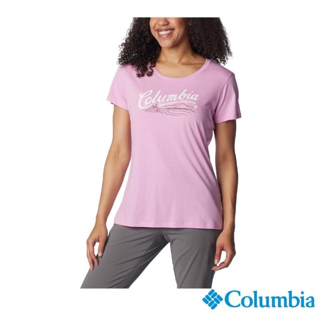 【Columbia 哥倫比亞 官方旗艦】女款-Daisy DaysLOGO短袖上衣-粉紅(UAL31250PK/IS)